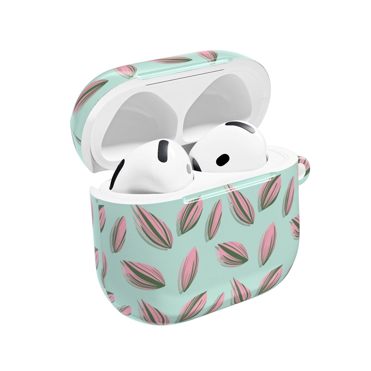 Tradescantia Nanouk Pattern Earbud Case – Slim Protective Cover With Carabiner