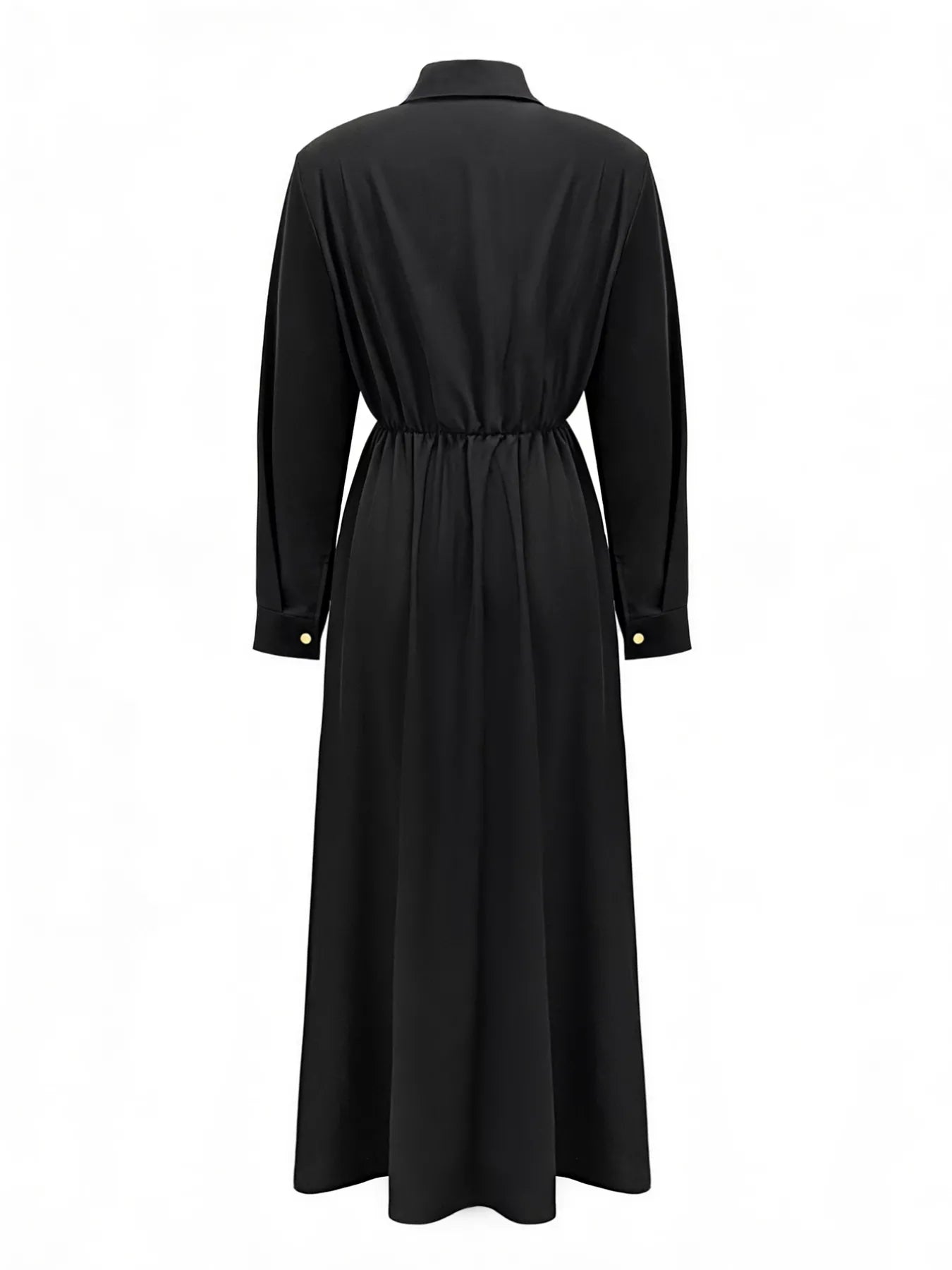 Button Front Maxi Dress - Long Sleeve Bohemian Style