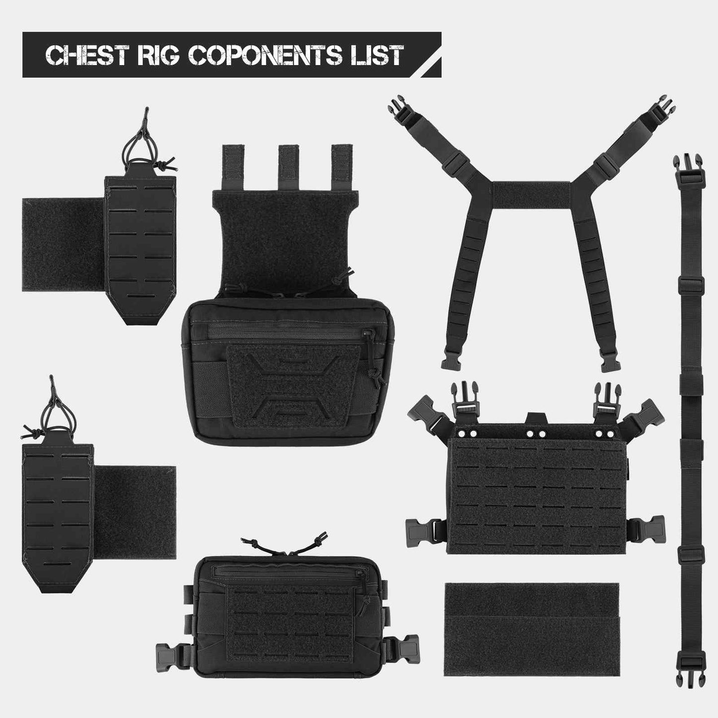Votagoo Tactical Chest Rig,Molle Modular Micro Fight Chest Rigs Adjustable&Detachable with 5.56/7.62 Magazine Pouch