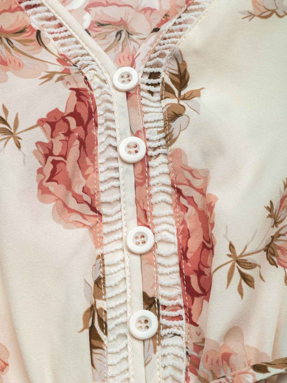 Printed Ruffled Hem V-Neck Dress