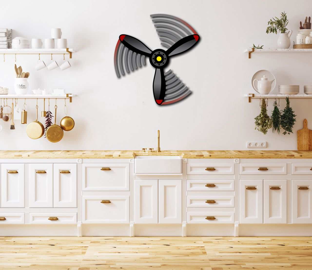 Multicolor metal wall art Propeller Spin Metal Wall Art