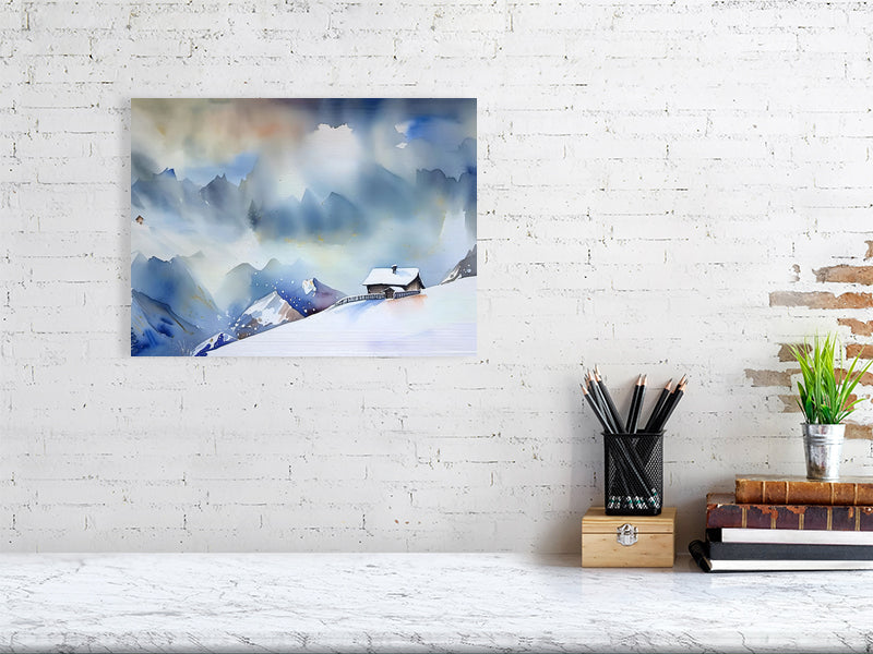 Mountain Retreat Matte Canvas Art, Cozy Home Decor, Winter Landscape Wall Art, Gift for Nature Lovers, Scenic Artwork