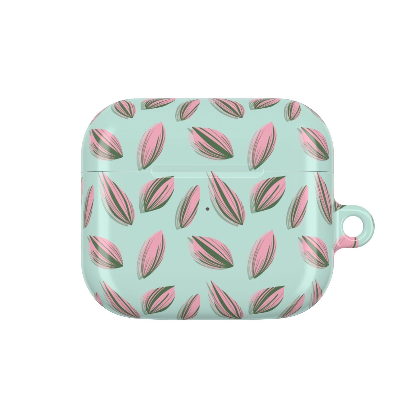 Tradescantia Nanouk Pattern Earbud Case – Slim Protective Cover With Carabiner