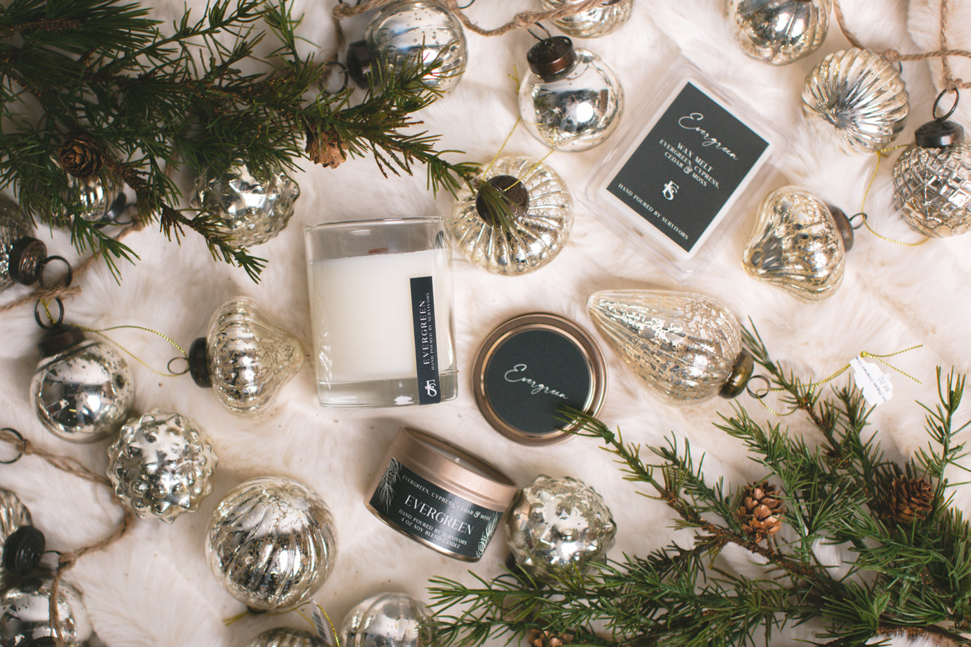 Evergreen Tin Candle