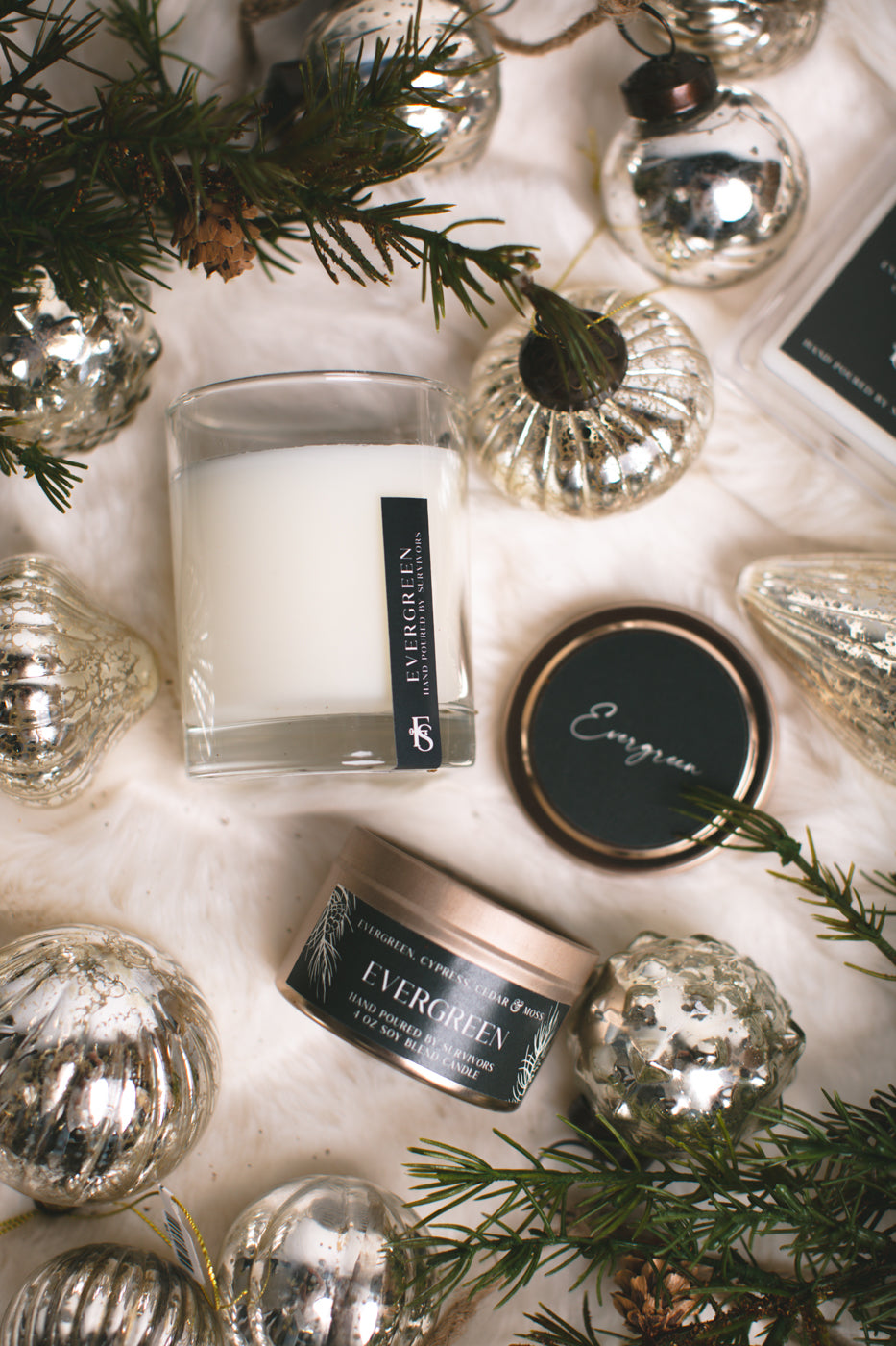 Evergreen Tin Candle