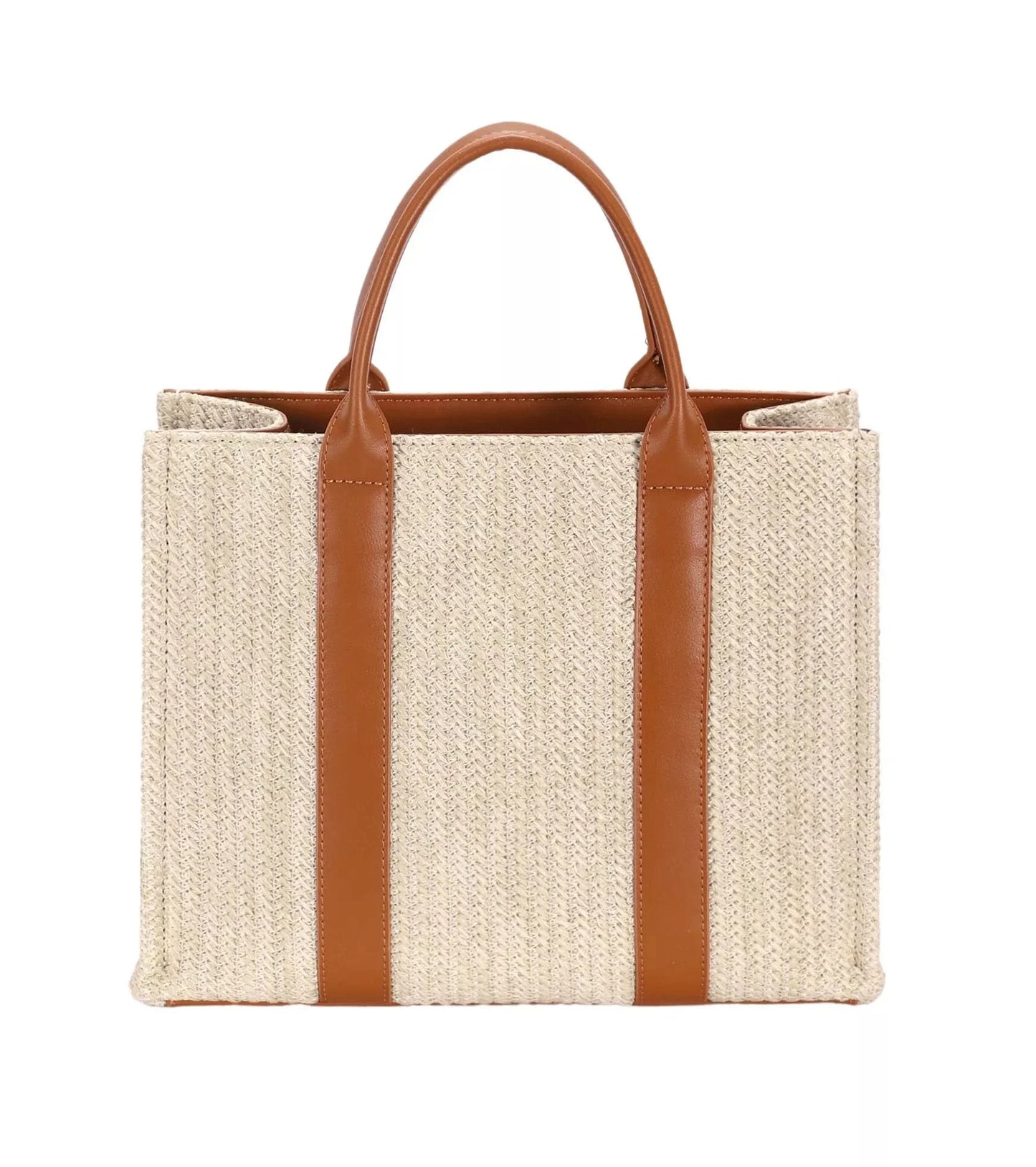 David Jones Square Woven Tote Handbag Boho Chic Accessory