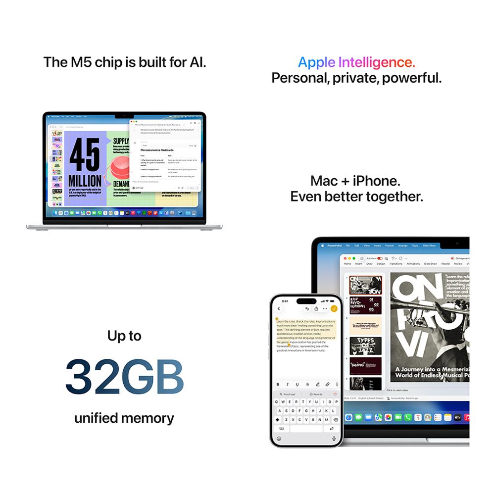 Apple MacBook Air 13.6" M5 10-Core 16GB 512GB SSD Sky Blue Laptop MDHH4LL/A (Early 2026)