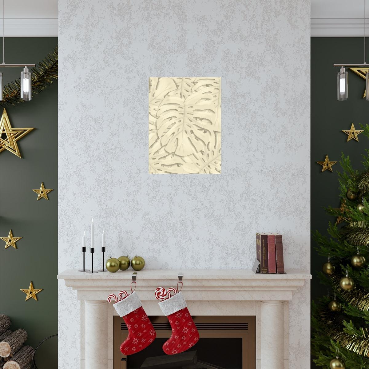 Beige Monstera Botanical Print – Unframed Wall Art