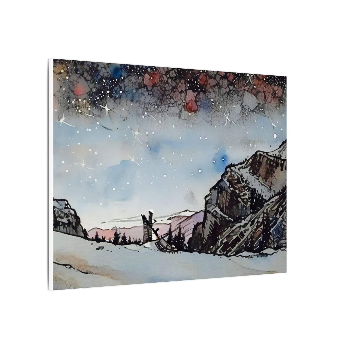 Scenic Canvas Wall Art, Mountain Landscape Decor, Starry Night Artwork, Nature Lover Gift, Home Interior Accent, Holiday Decoration