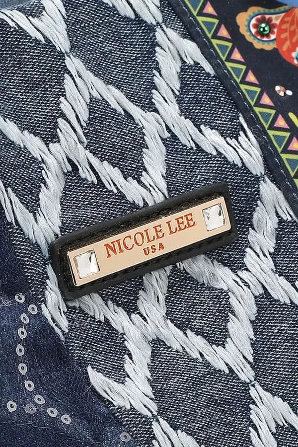 Nicole Lee Bosque De Amor Denim Hobo Bag Slouchy Chic