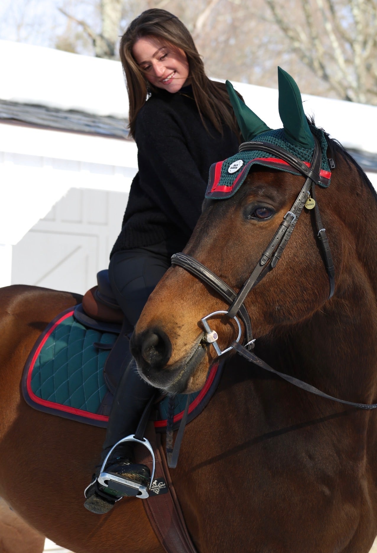 Jump Saddle Pad | Green- Brown & Red