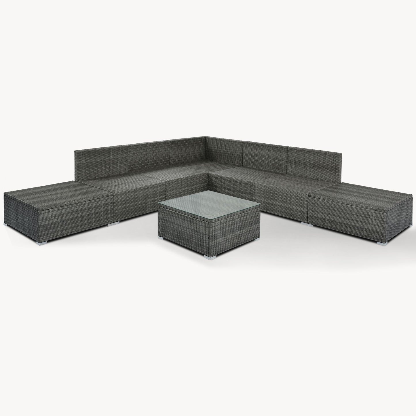 8-Pieces Outdoor Patio Furniture Sets; Garden Conversation Wicker Sofa Set; Single Sofa Combinable
