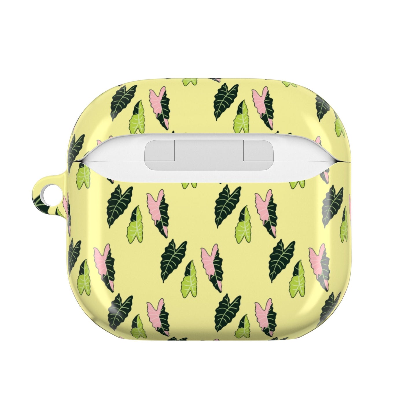 Alocasia Pattern Earbud Case – Slim Protective Cover With Carabiner