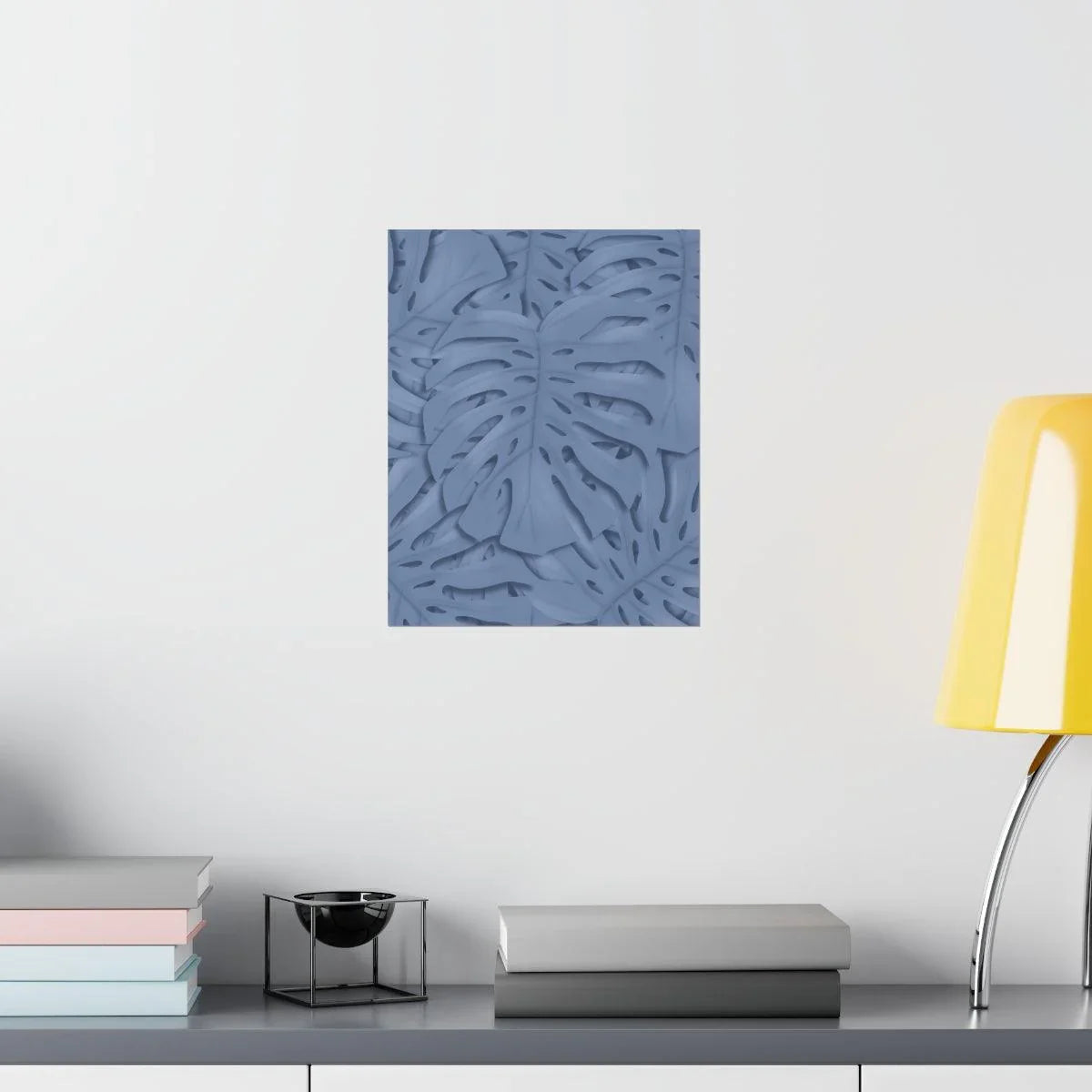Blue Monstera Botanical Print – Unframed Wall Art