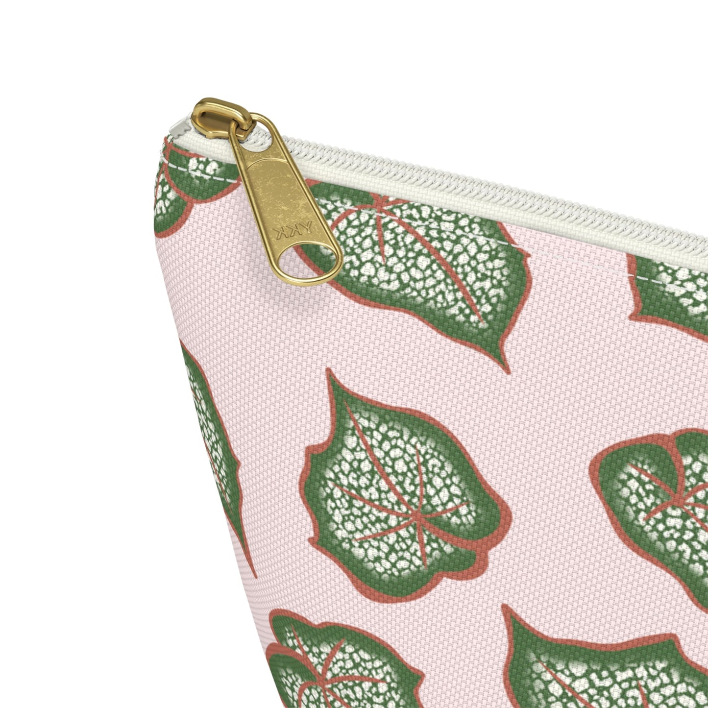 Begonia Pattern Accessory Pouch – Zippered Catch-All With T-Bottom