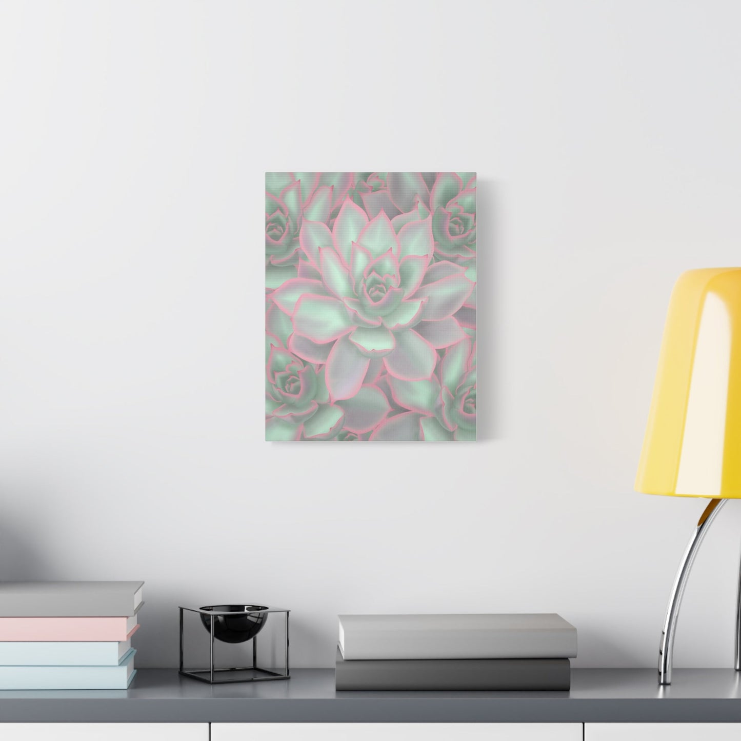 Echeveria Violet Queen Succulent Pattern Canvas Print – Botanical Wall Art