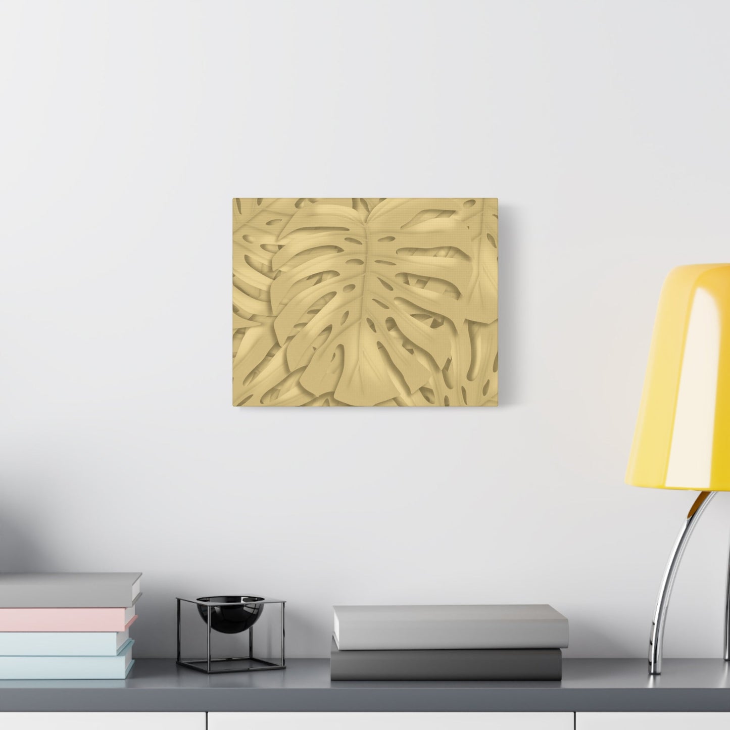 Golden Monstera Canvas Print – Botanical Wall Art