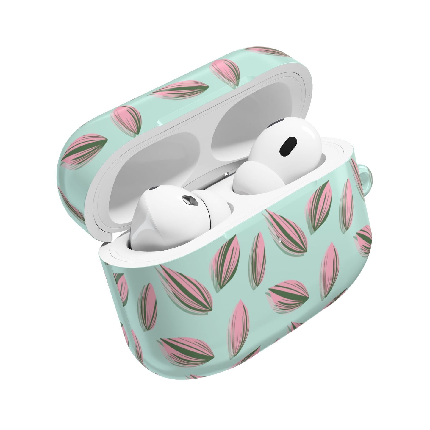 Tradescantia Nanouk Pattern Earbud Case – Slim Protective Cover With Carabiner
