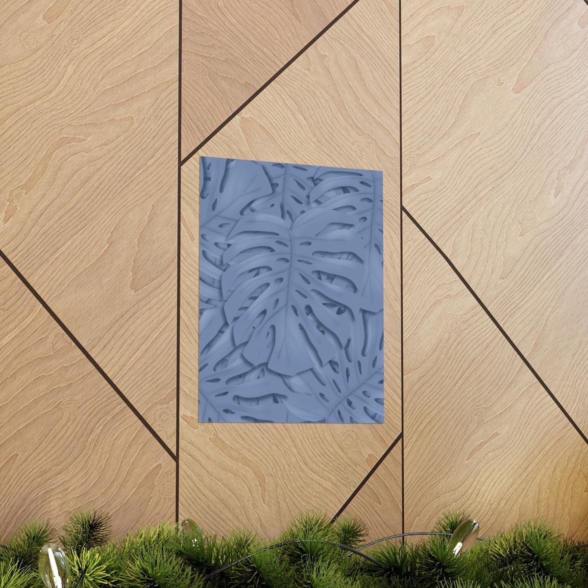 Blue Monstera Botanical Print – Unframed Wall Art