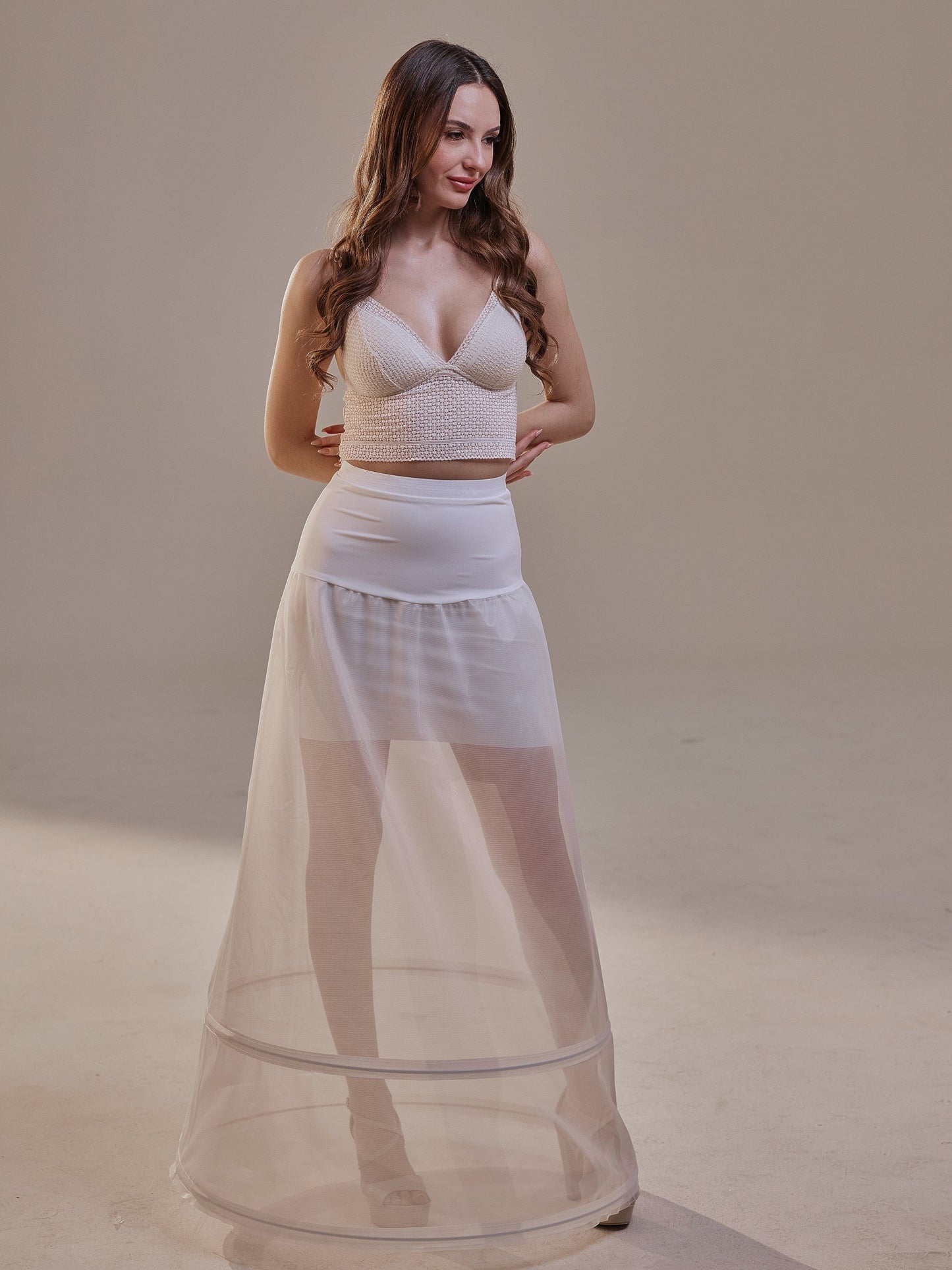 A-Line Wedding Dress Petticoat , Two Hoops Underskirt with Waist Corsage