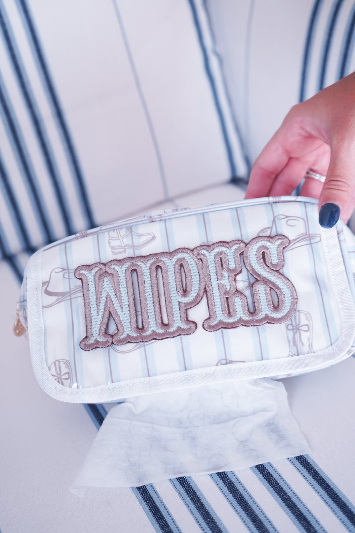 Wipes Pouch - Western Blues Clear Coat Bag