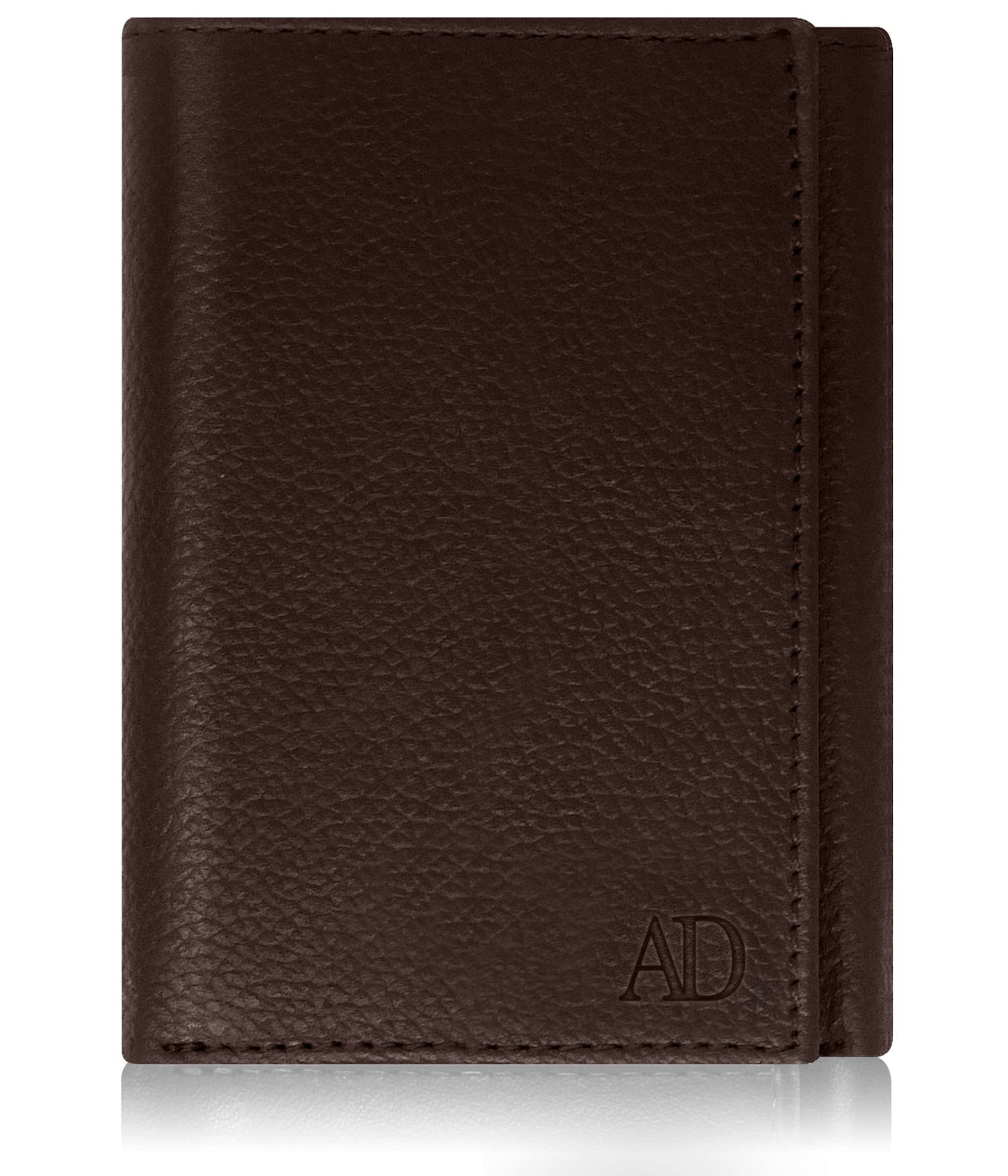 Genuine Leather Trifold Wallet – Flip-Up Dual ID Windows, RFID Blocking
