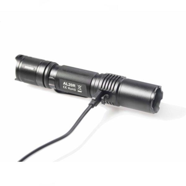 AL20R 1180 Lumens Rechargeable Flashlight – Ultra-Bright, Waterproof, Multi-Mode USB Power Bank Flashlight with SOS/Strobe, 245m Range & Impact Resistance