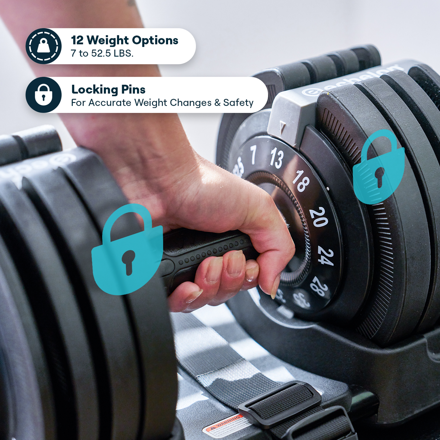 Echelon Strength Adjustable Dumbbells with Stand