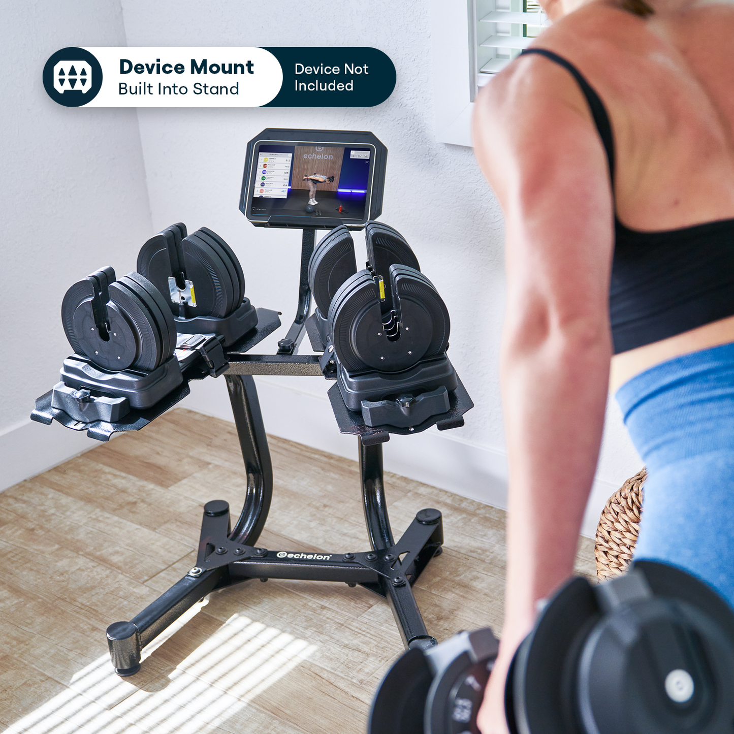 Echelon Strength Adjustable Dumbbells with Stand