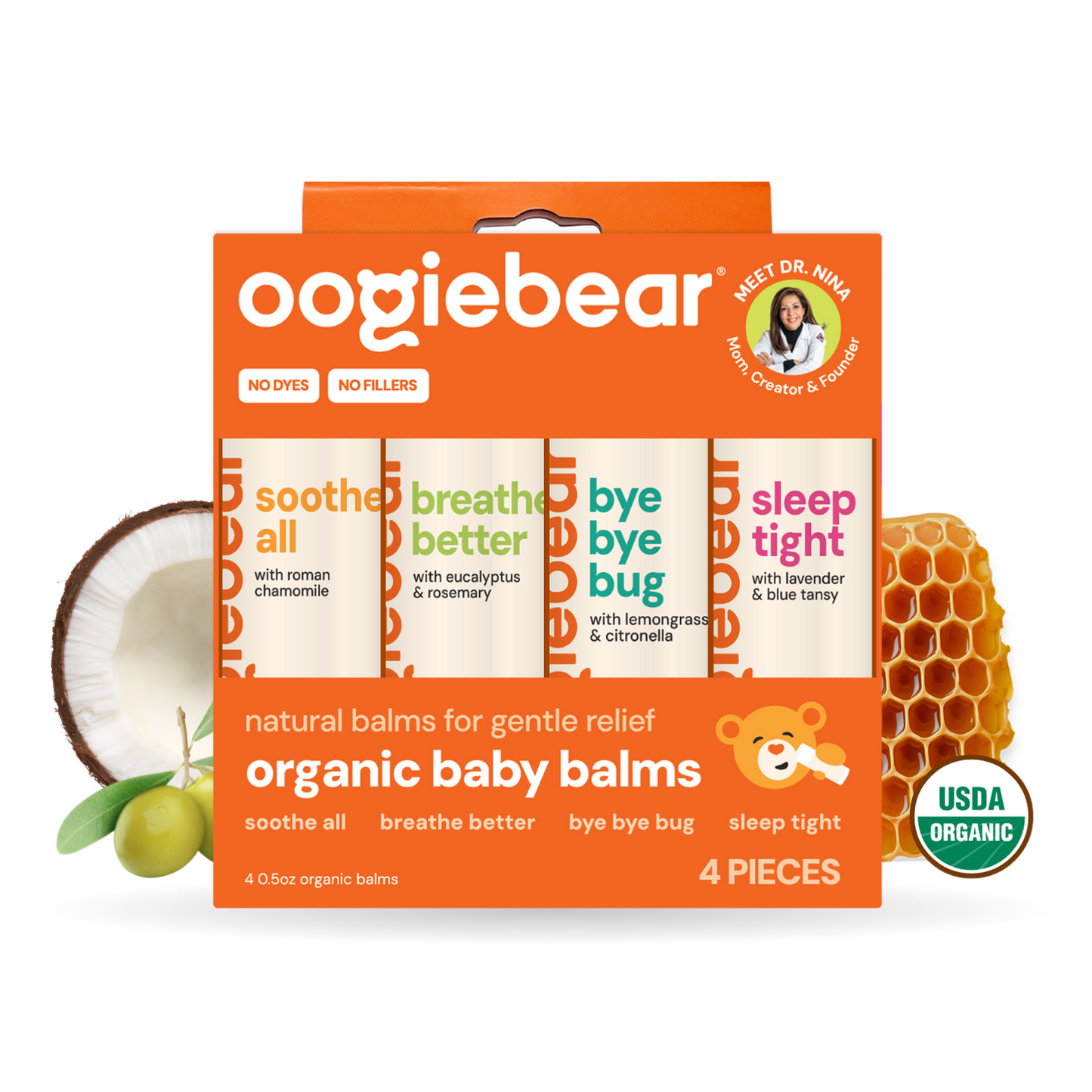 oogiebear organic balm collection (4-pack)