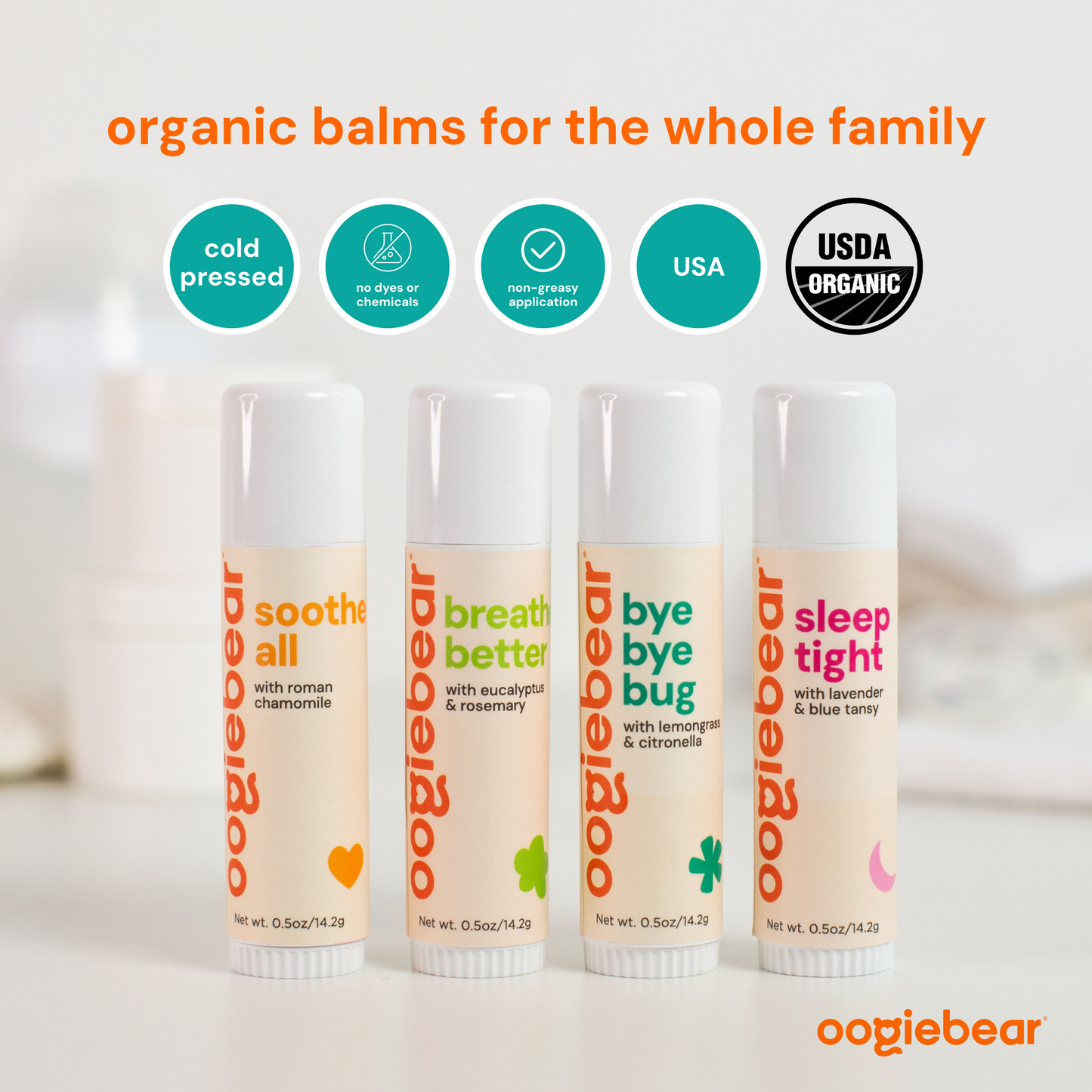 oogiebear organic balm collection (4-pack)