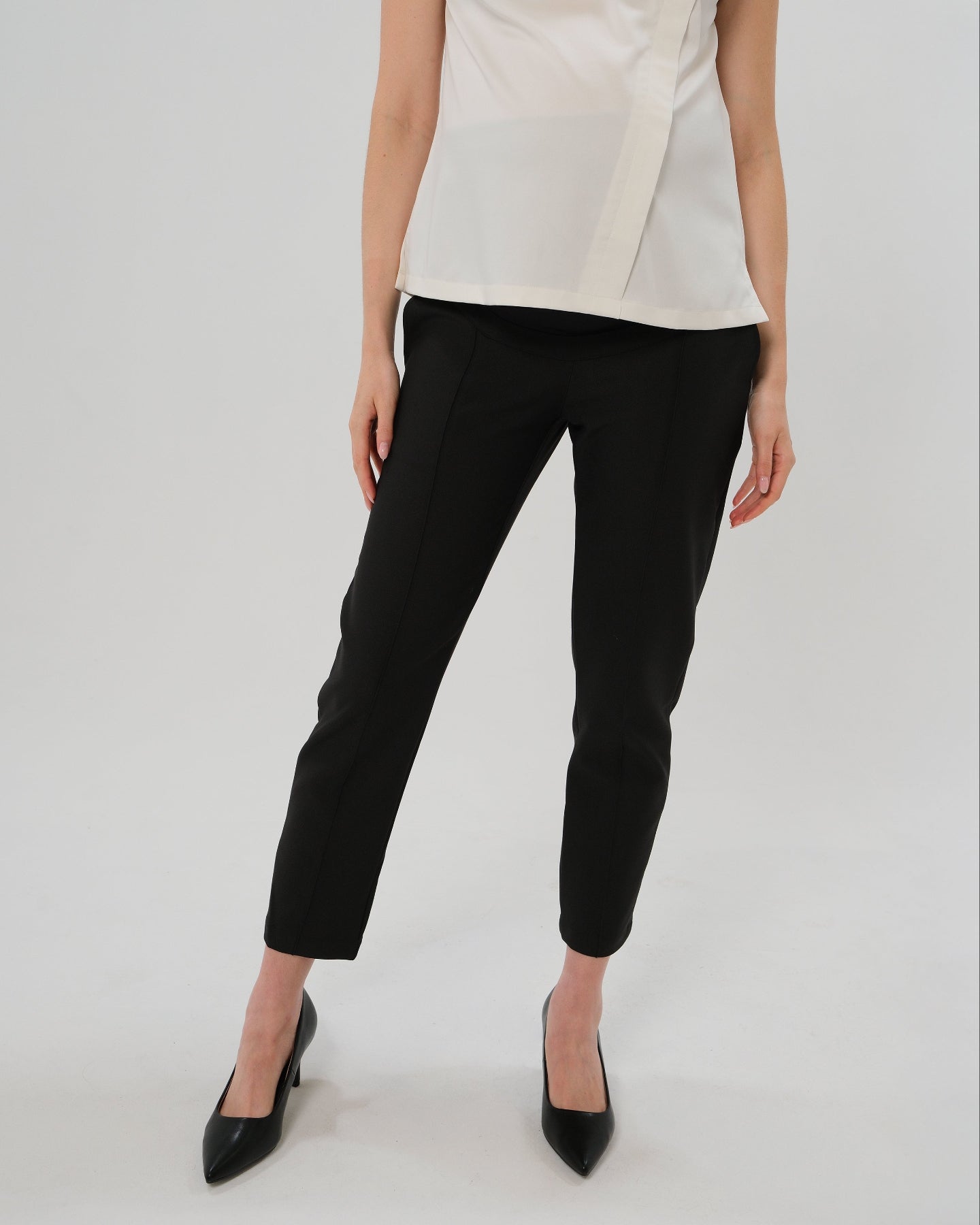 Slim Leg Maternity Work Pants in Black