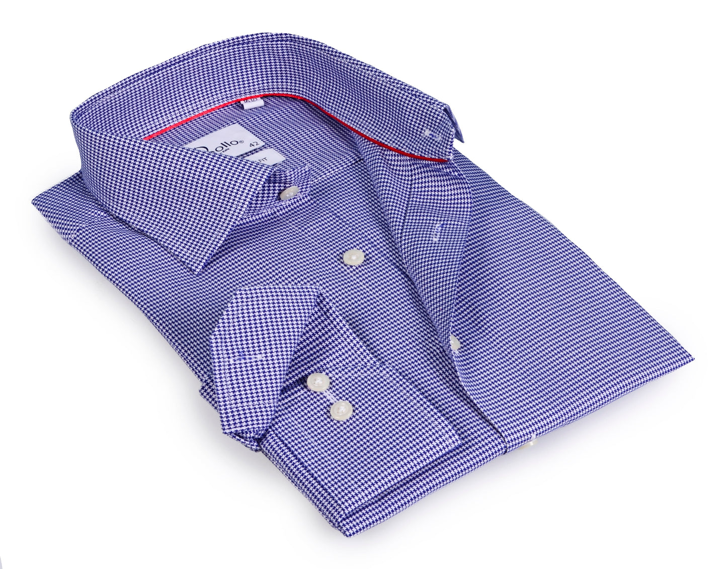 Blue Long Sleeve Shirt with contract trimming// Dual cuffs// contemporary fit- Final Sale