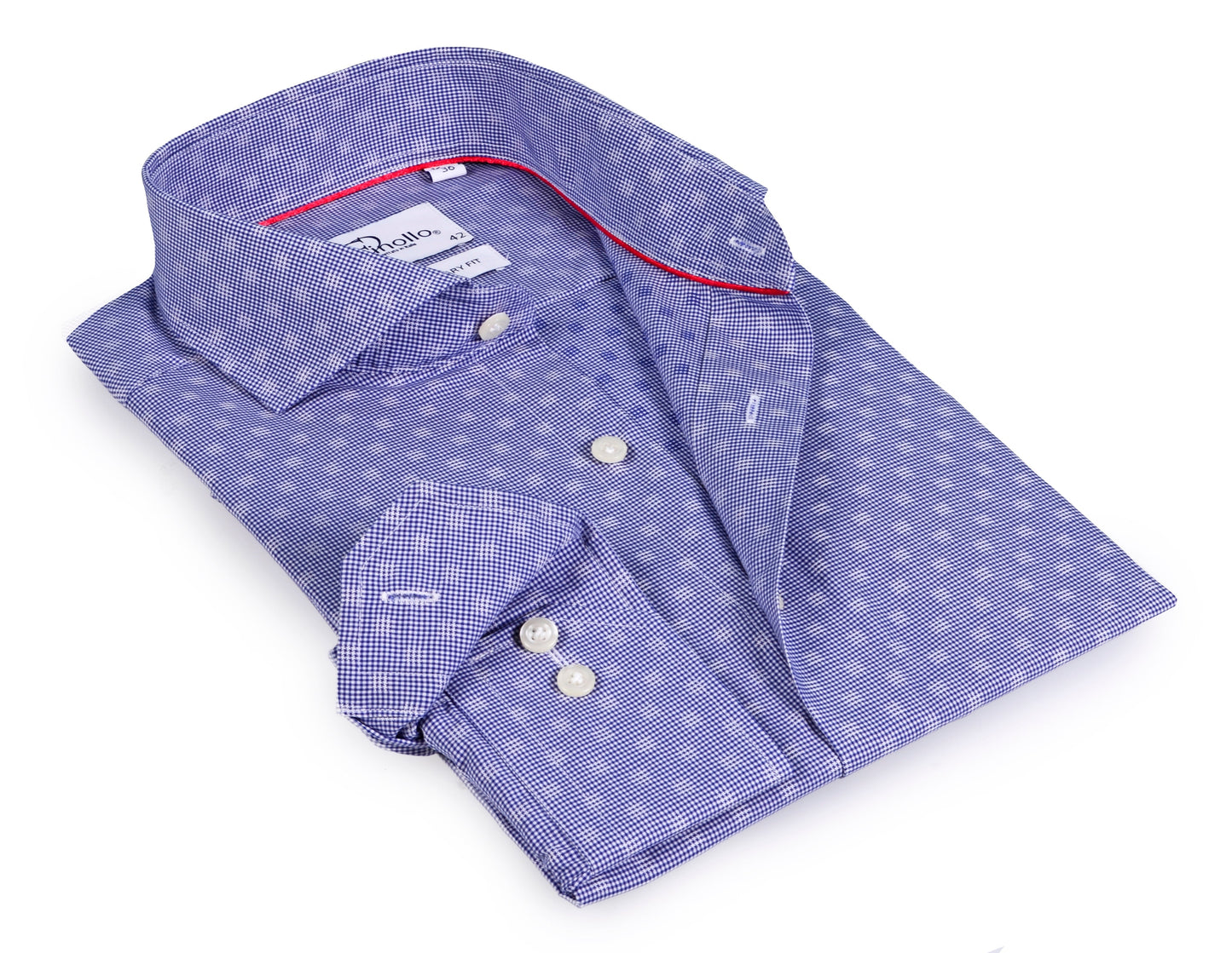 Blue Long Sleeve Shirt with contract trimming // Dual cuffs// contemporary fit- Final Sale