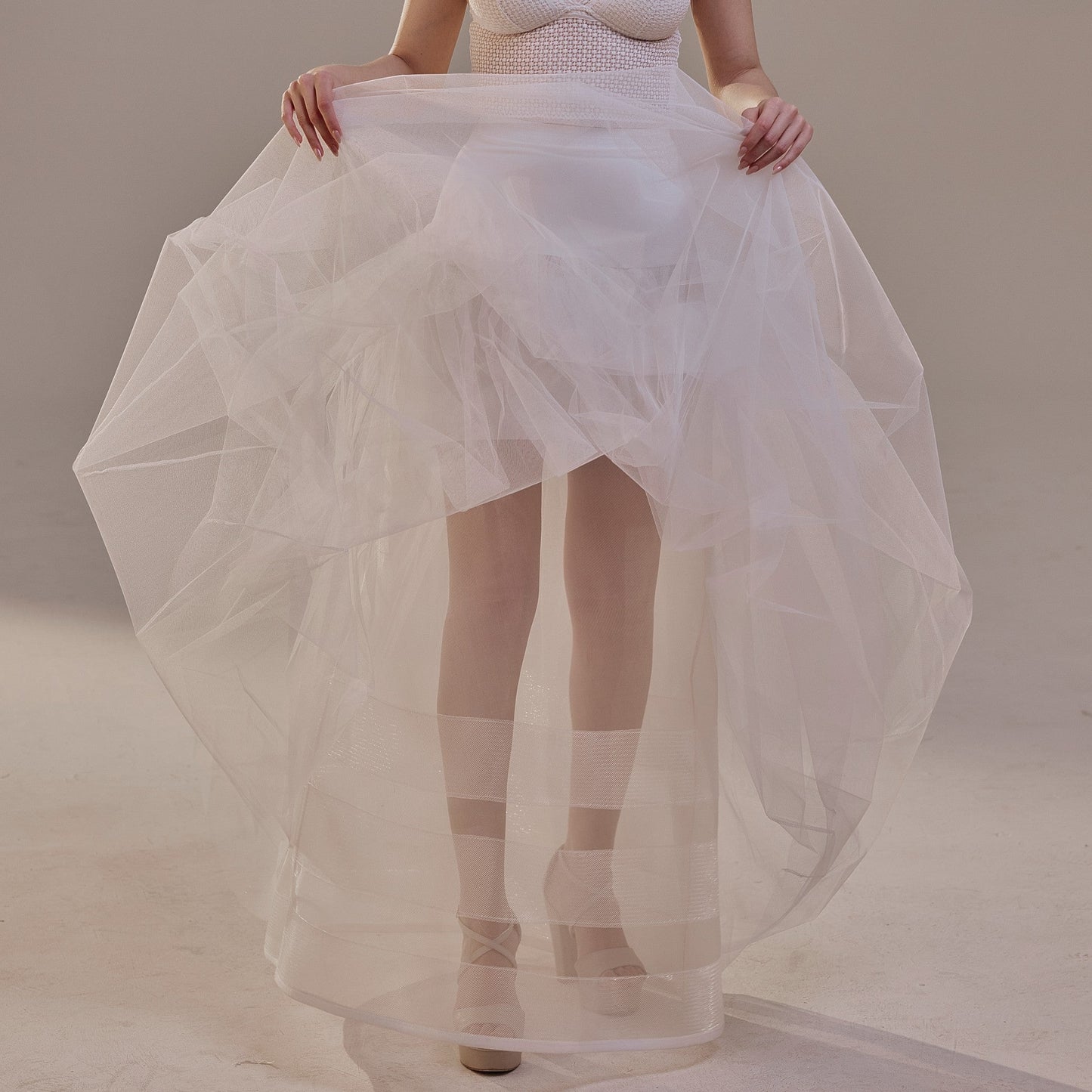 Bridal Petticoat with Corsage and Hard Net Tulle Underskirt ,Wedding Crinoline with Petticoat Netting Fabric