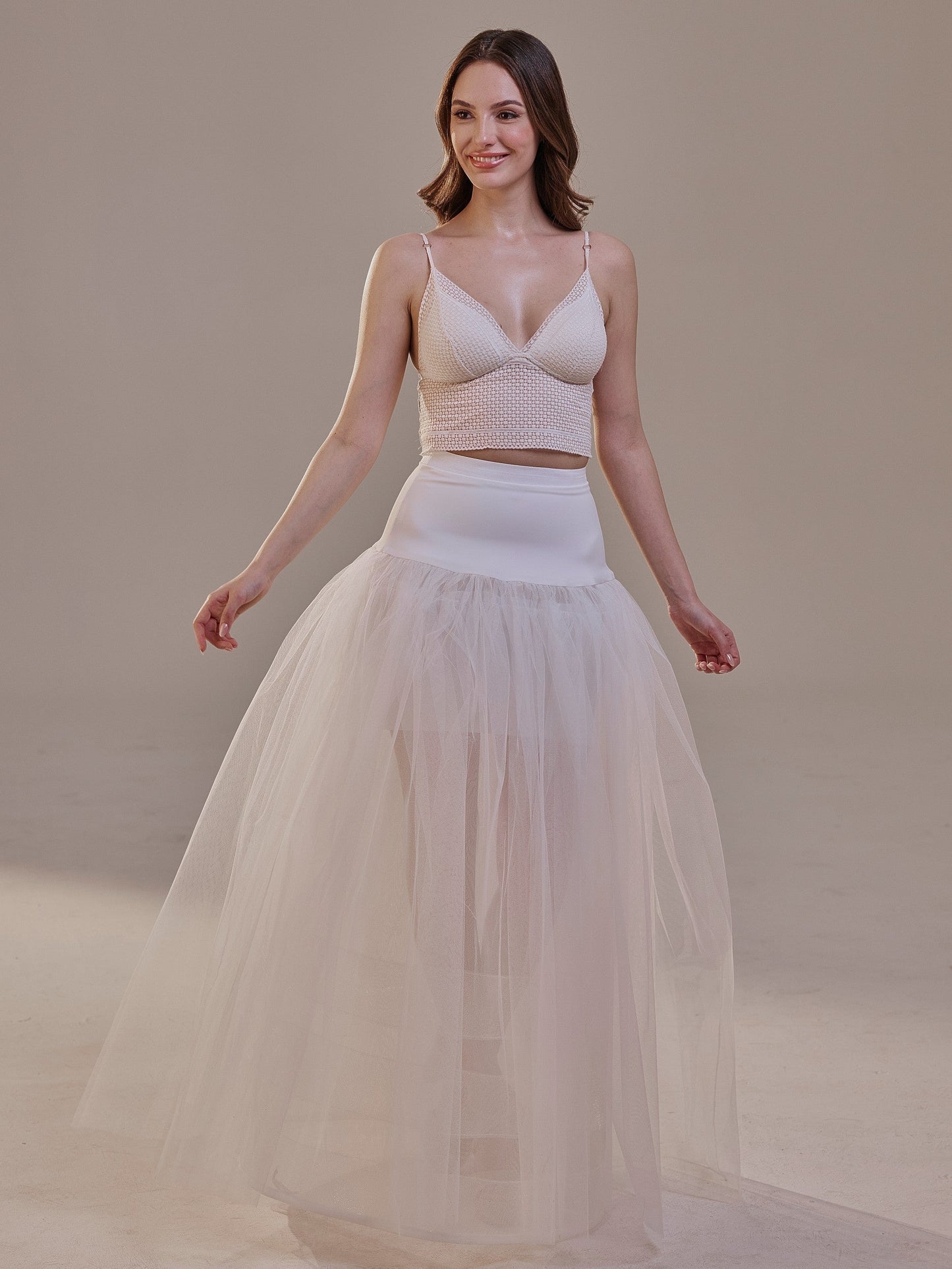 Bridal Petticoat with Corsage and Hard Net Tulle Underskirt ,Wedding Crinoline with Petticoat Netting Fabric