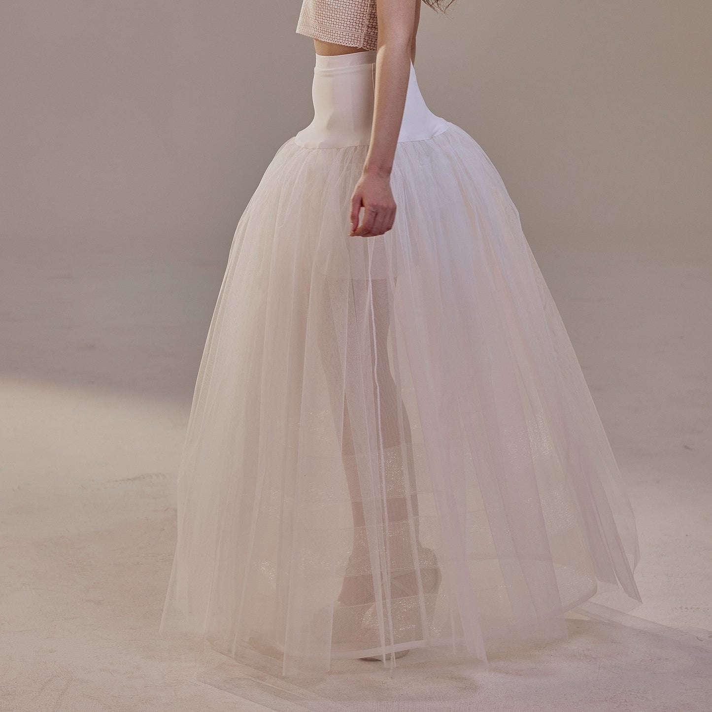 Bridal Petticoat with Corsage and Hard Net Tulle Underskirt ,Wedding Crinoline with Petticoat Netting Fabric