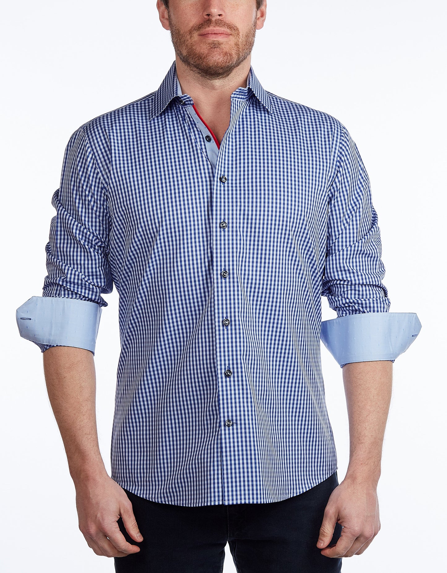 Contrast Collar Button-Up Shirt - Contemporary Fit - Contrast trimming - final sale - Size Small