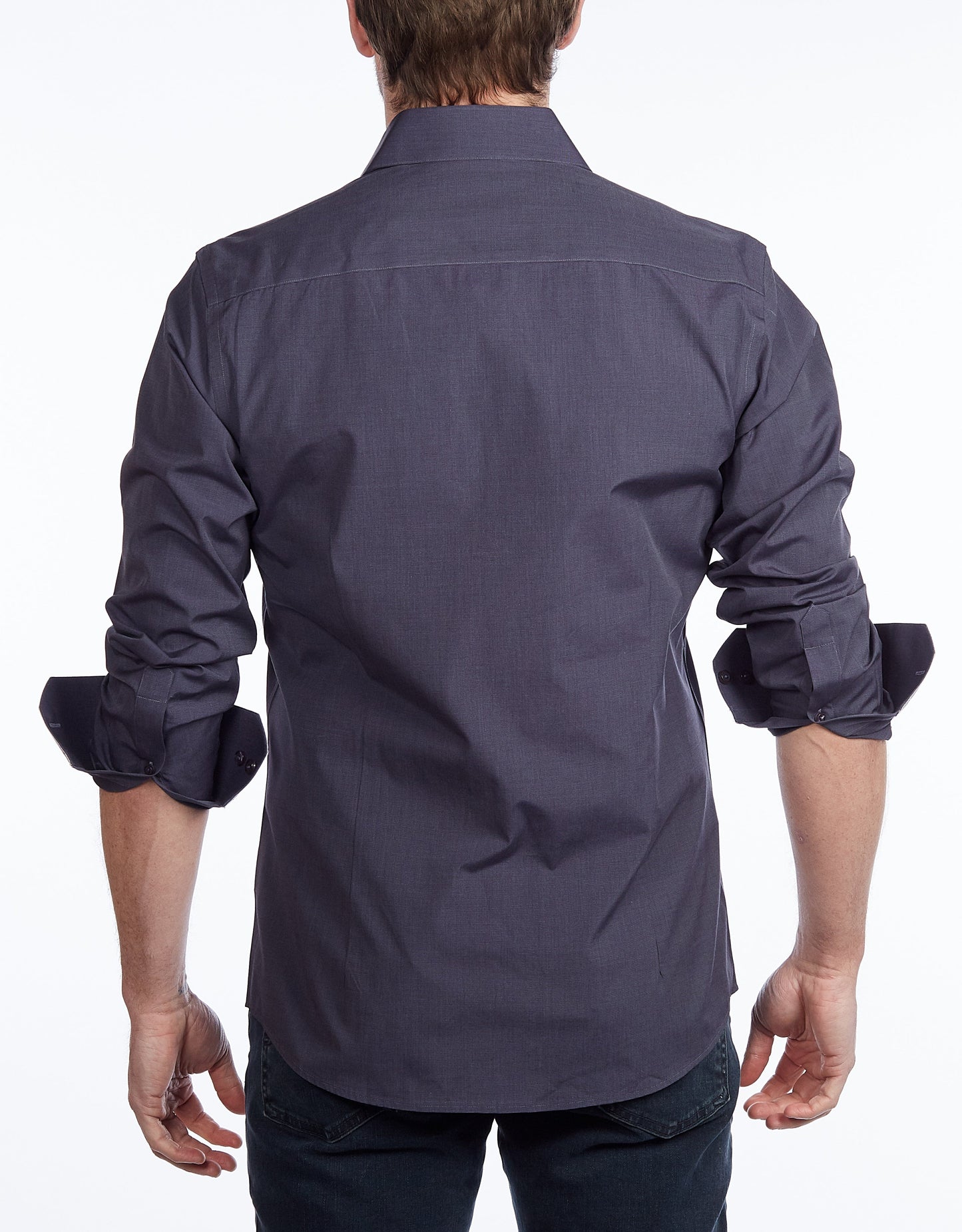 Contrast Collar Button-Up Shirt // - Contemporary Fit - contrast trimming - final sale - Size Small