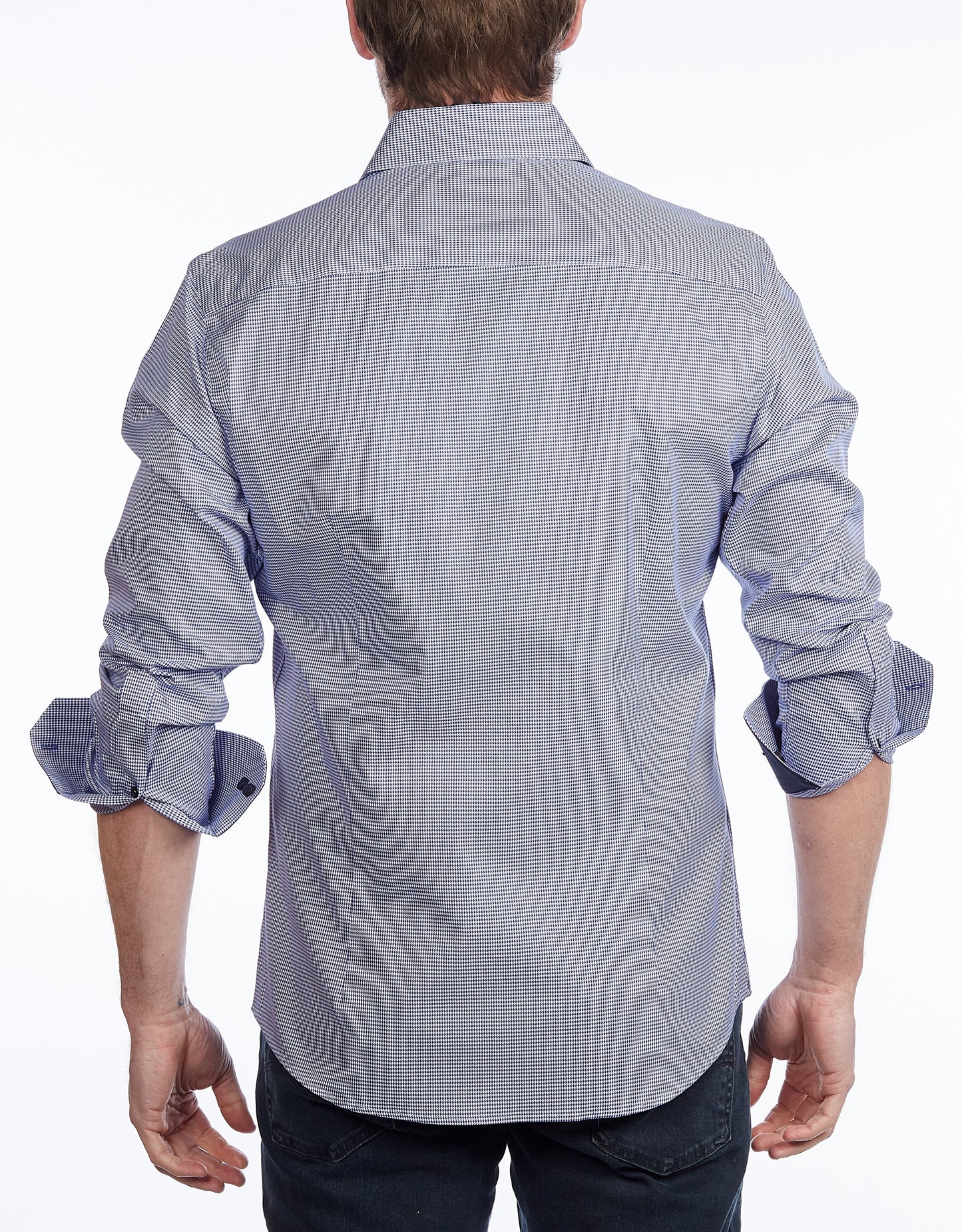 Contrast Collar Button-Up Shirt // - Contemporary Fit - contrast trimming- final sale - Size Small