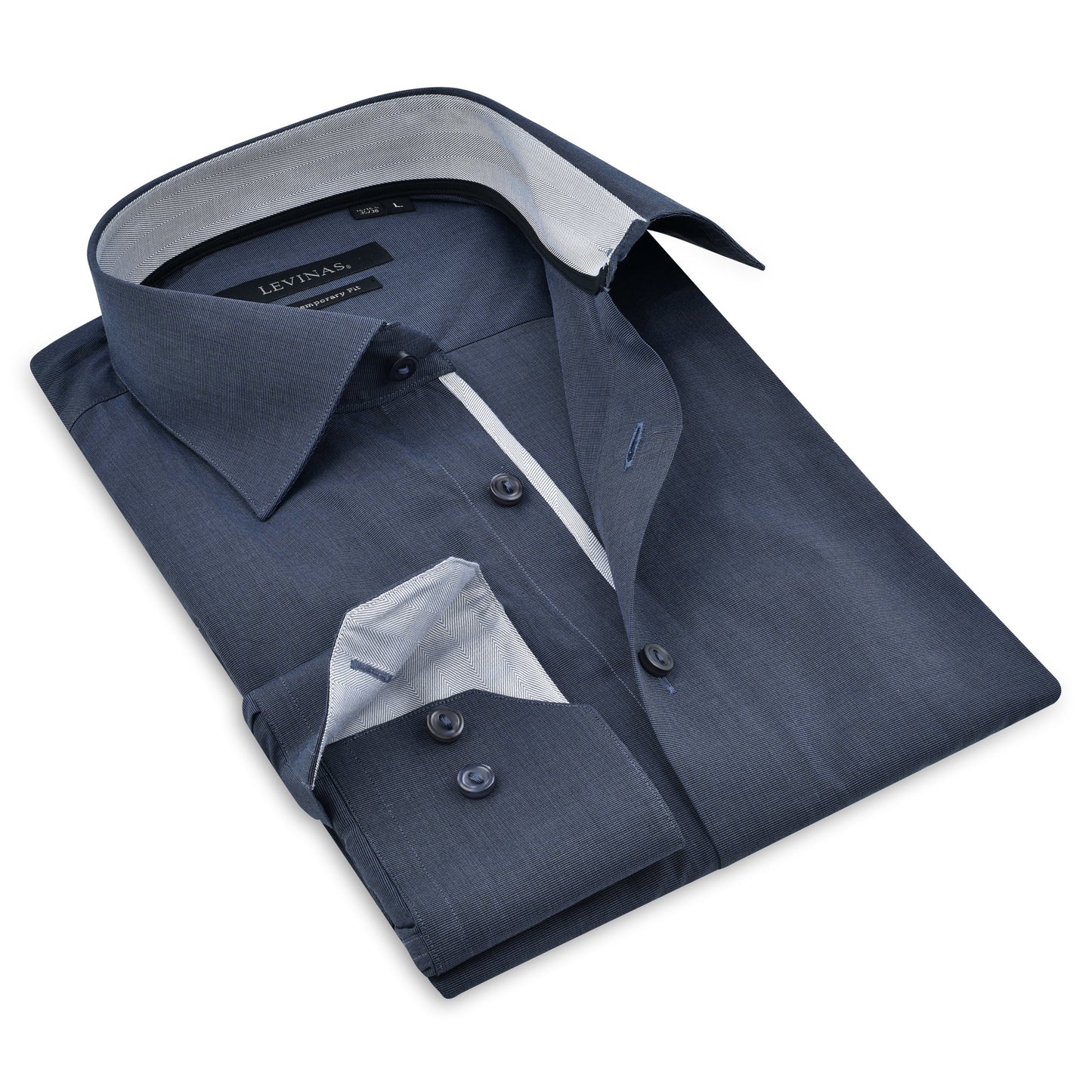 Contrast Collar Button-Up Shirt // - Contemporary Fit - contrast trimming - final sale - Size Small