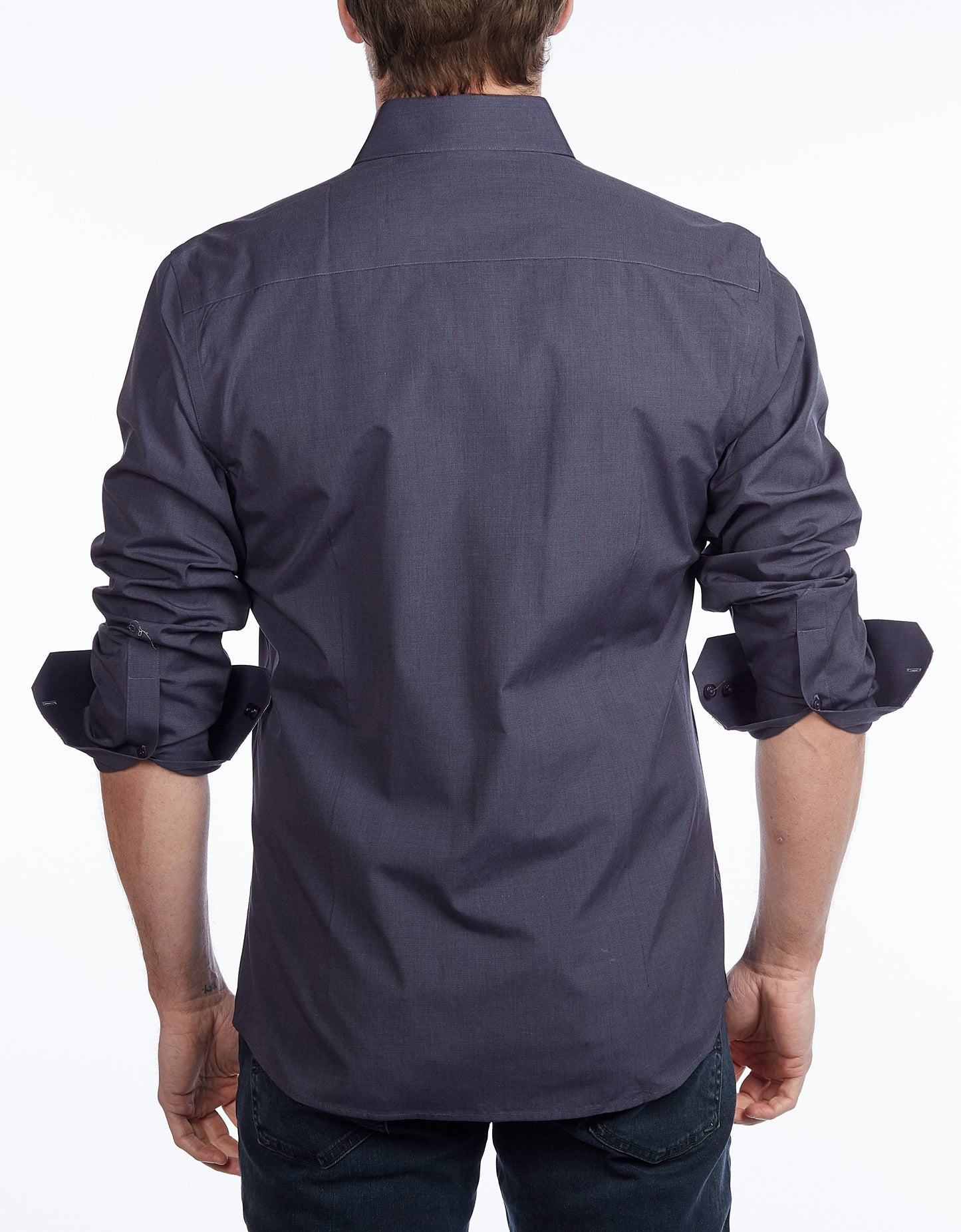 Contrast Collar Button-Up Shirt // - Contemporary Fit - contrast trimming - final sale - Size Small