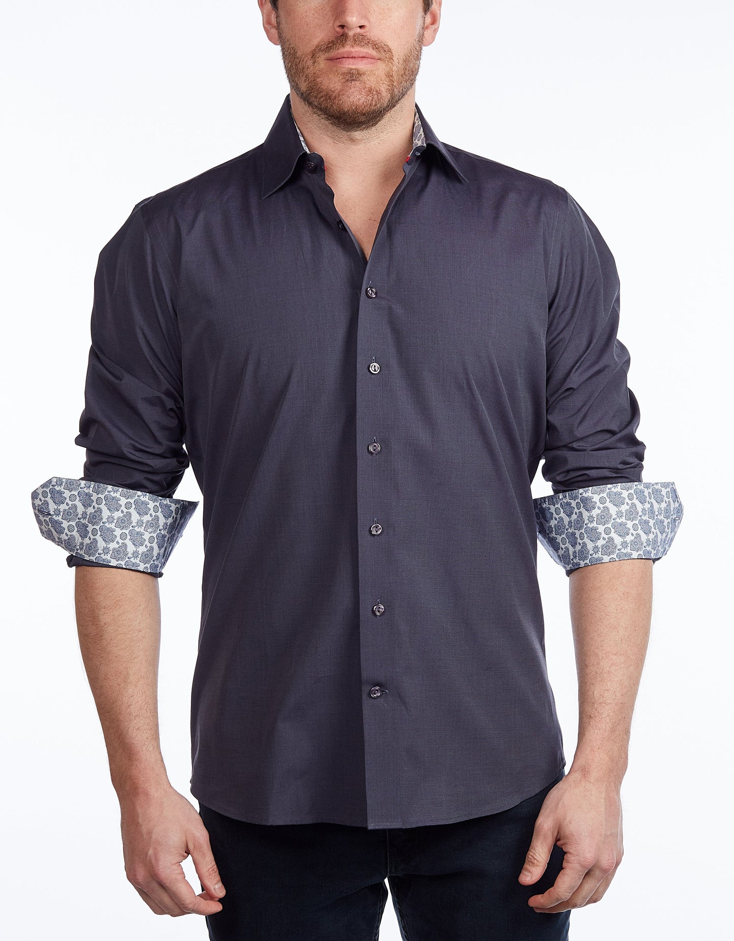 Contrast Collar Button-Up Shirt // Contemporary Fit - contrast trimming - final sale