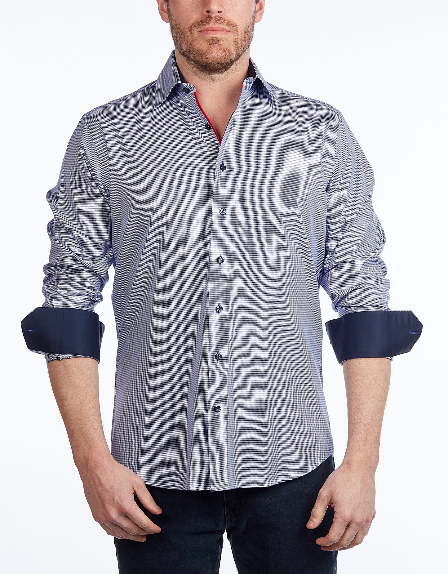 Contrast Collar Button-Up Shirt // - Contemporary Fit - contrast trimming- final sale - Size Small