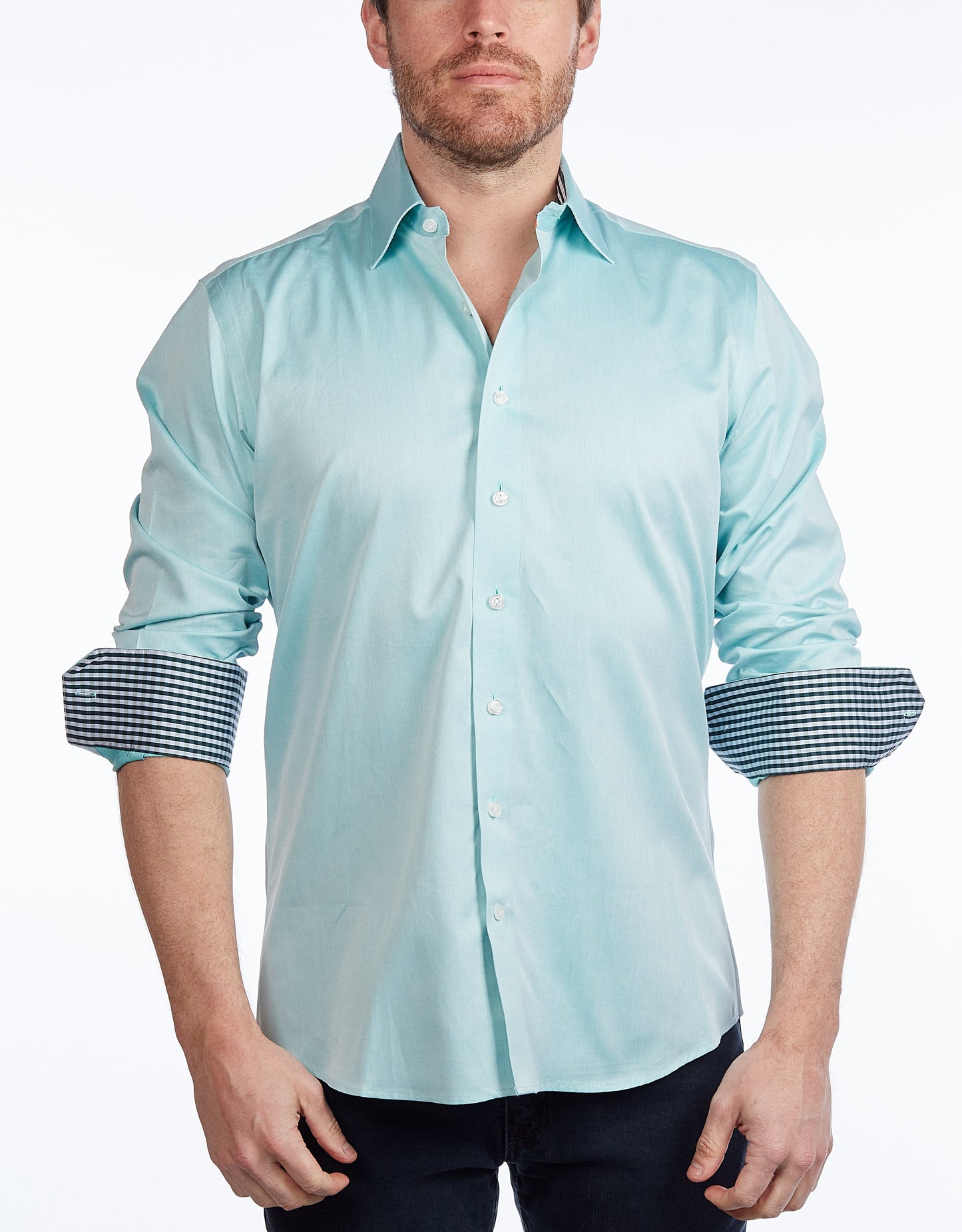 Contrast Collar Button-Up Shirt // Contemporary Fit - contrast trimming- final sale