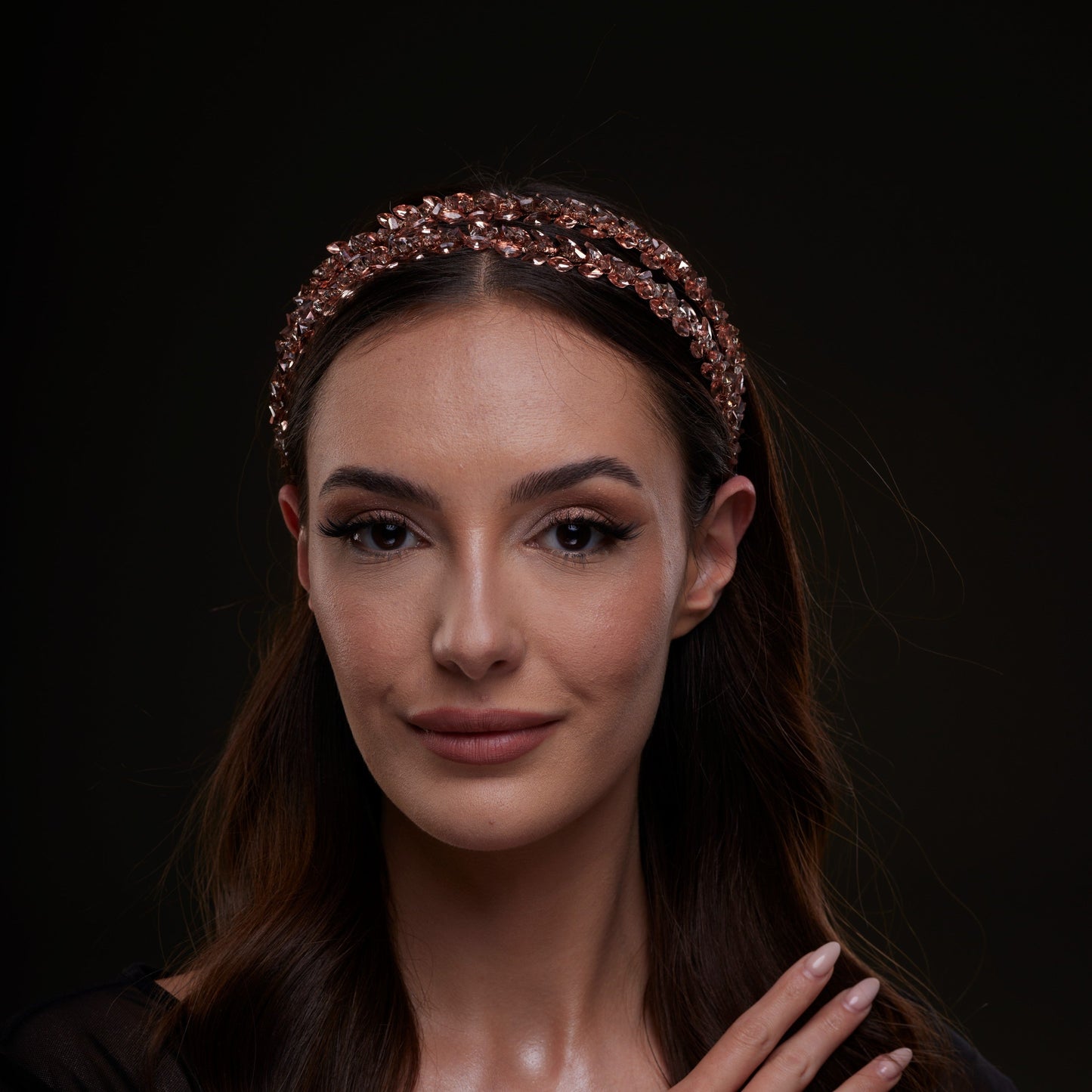 Rose Gold Crystal Beaded Hairband
