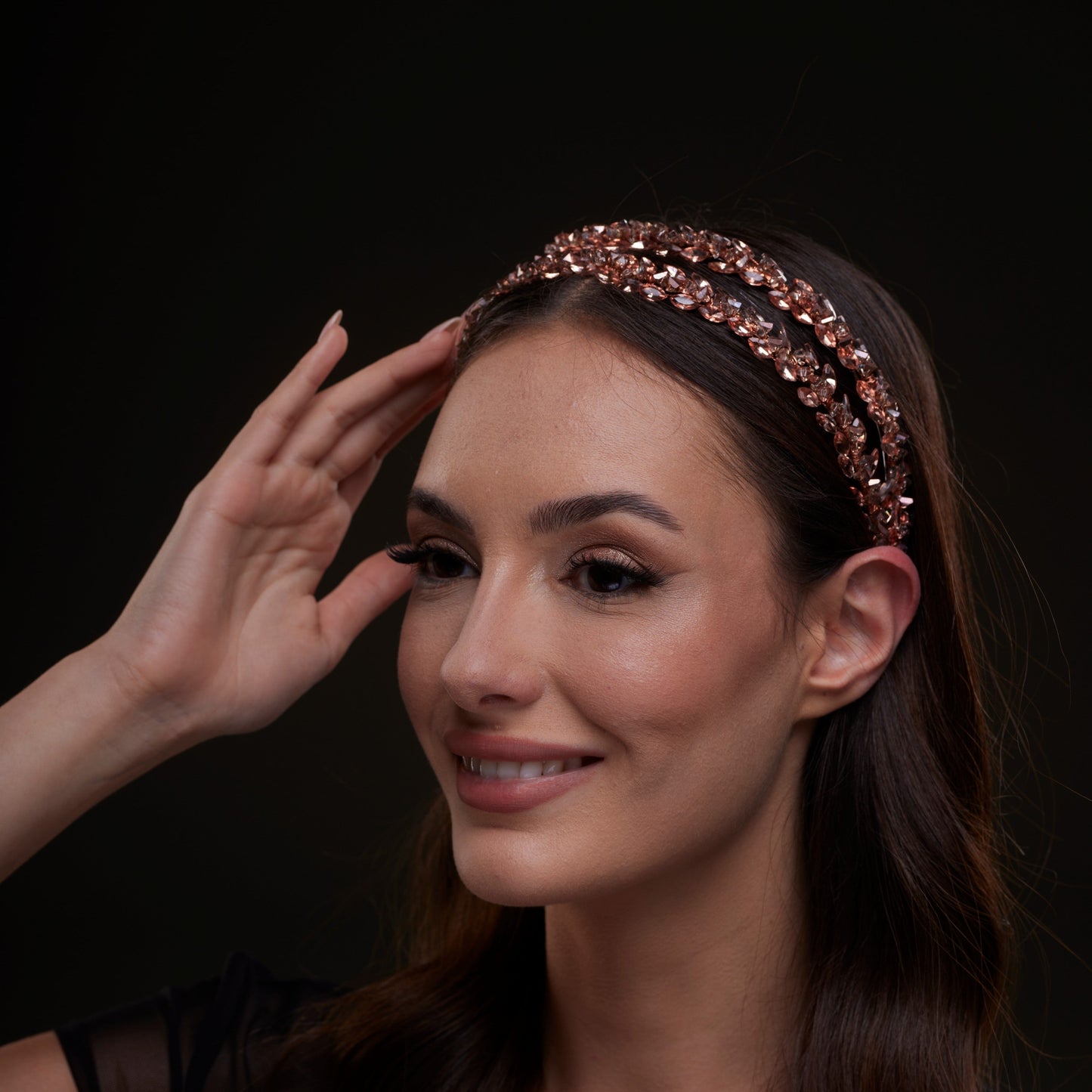 Rose Gold Crystal Beaded Hairband