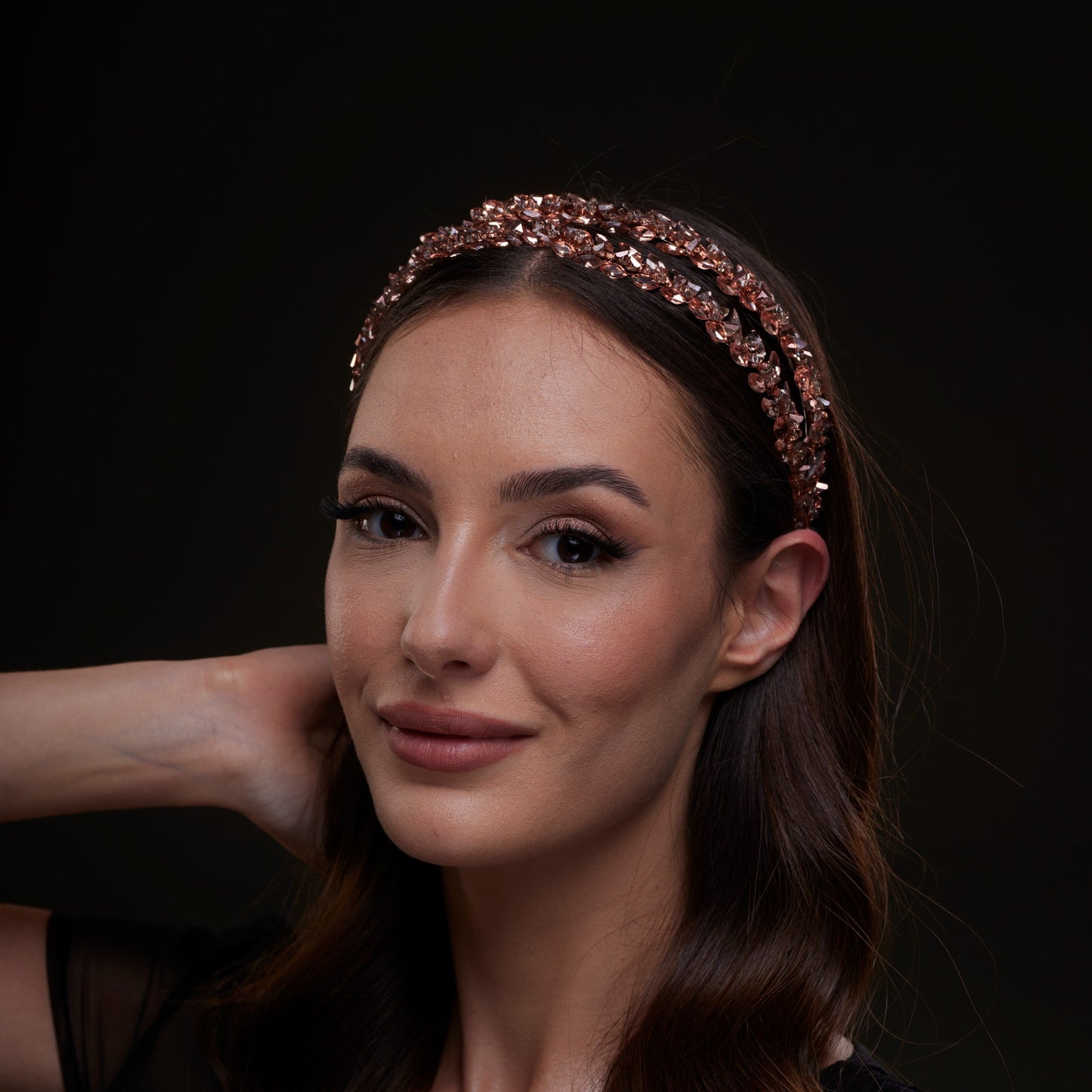 Rose Gold Crystal Beaded Hairband