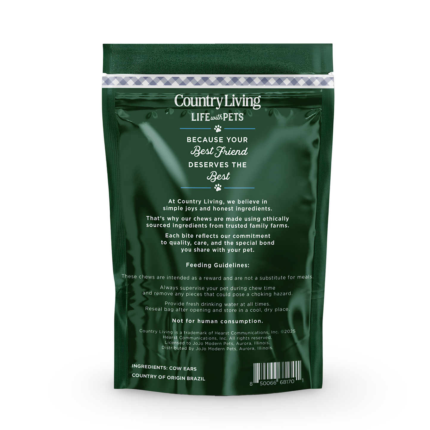 Country Living Natural Cow Ears Dog Chews – 10 Count Bag – All-Natural, Single-Ingredient, Long-Lasting Dog Chews – High-Protein, Low-Fat, Rawhide-Free – Supports Dental Health