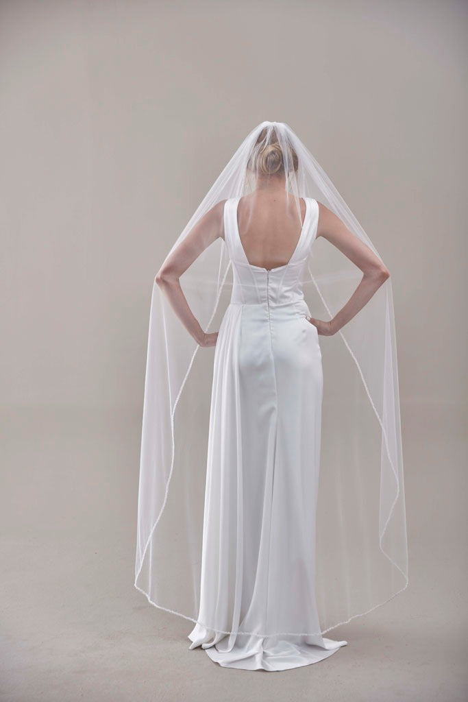 Elegant Beaded Wedding Veil-D205R